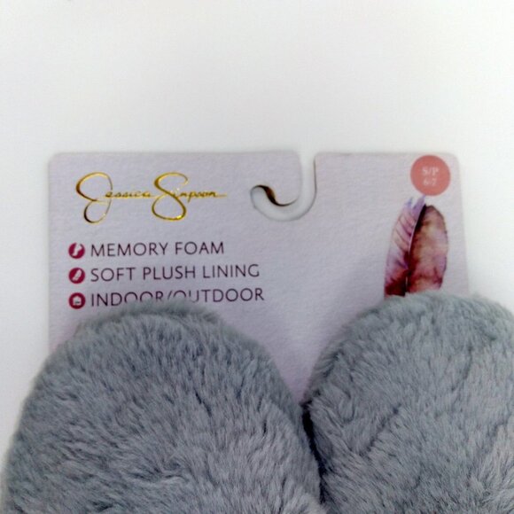 Jessica Simpson Grey Heart Faux Fur Clog Slipper Size Small - Picture 5 of 5